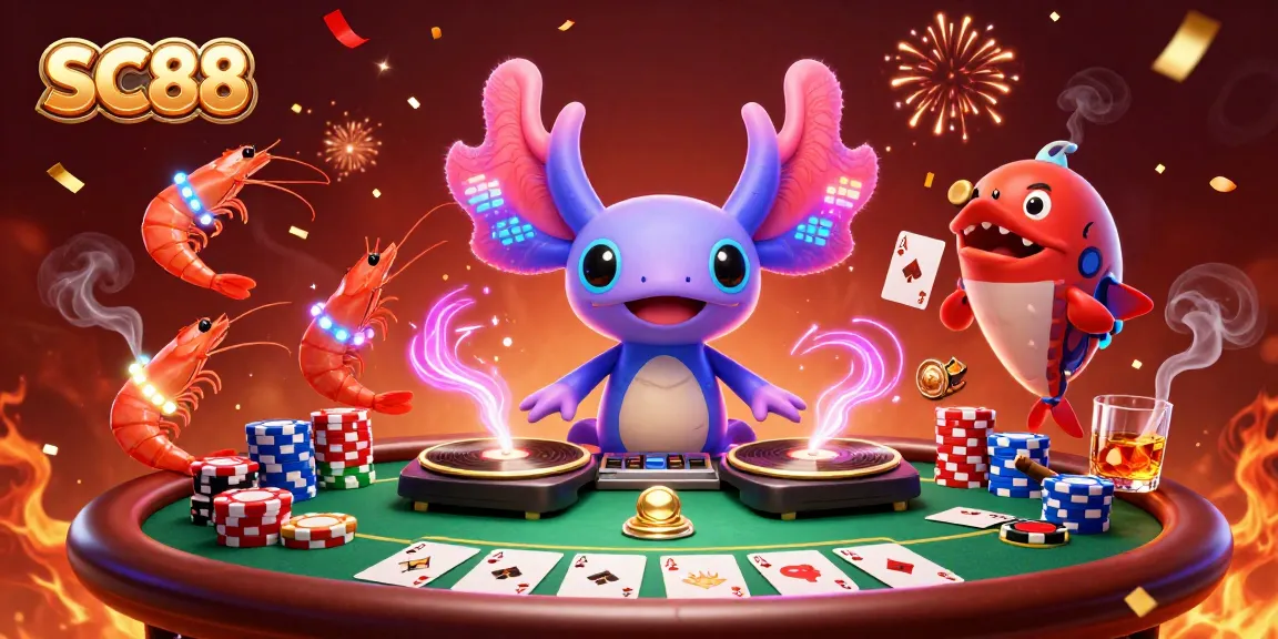 SC88 showcases vibrant casino fun with axolotl DJ and poker table elements