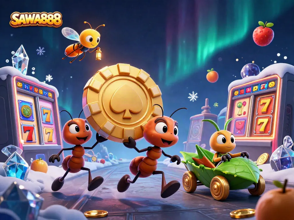 Experience winning gameplay with SAWA888 in this dynamic casino heist scene featuring lucky symbols.