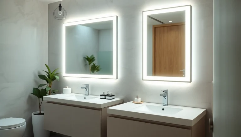 Reflect luxurious design with an elegant led mirror in a professionally styled bathroom setup.