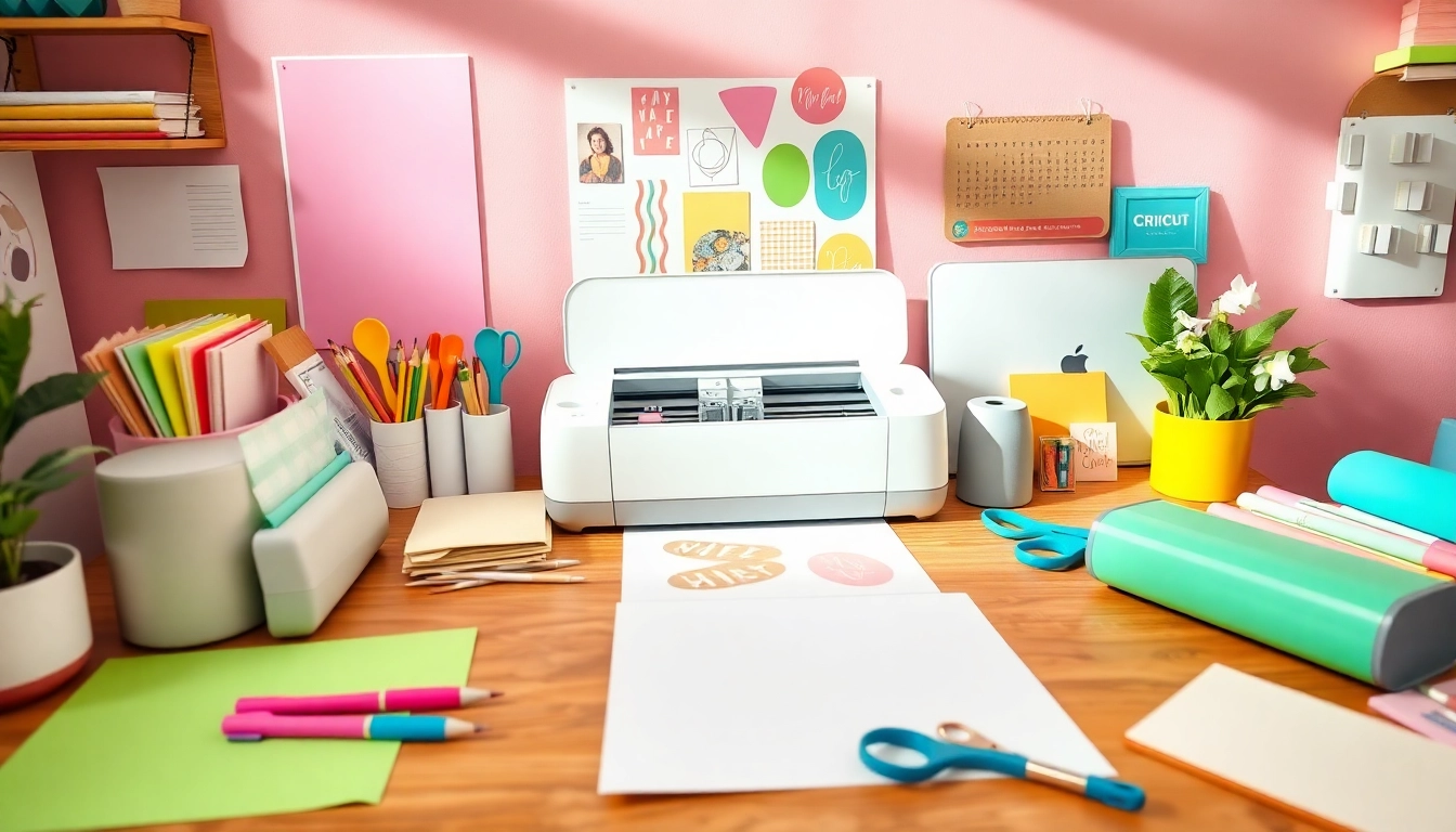 Cricut for beginners: A colorful crafting workspace with tools and materials