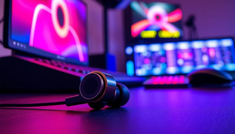 Experience the PRO60 Gaming Earbuds with ergonomic design and vibrant LED setup.