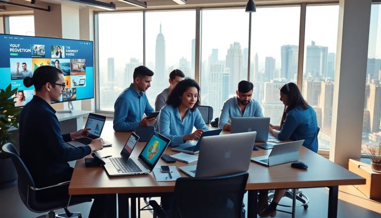 Web design and development in New York City featuring a creative studio team collaborating on modern projects.