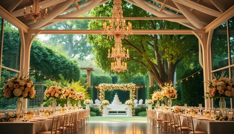 Experience the charm of the Best Wedding Venue Jacksonville, decorated with flowers and elegant details.