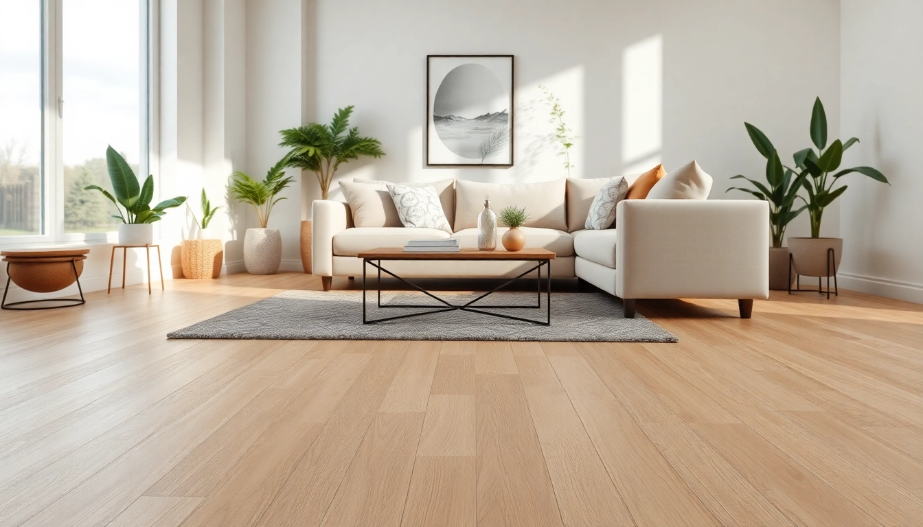 See discounted vinyl flooring in a cozy living room setting with natural light and warm tones.