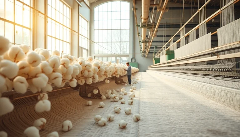 Katoen fabric production in a textile factory showcasing sustainability and craftsmanship.