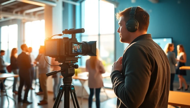 Capturing Corporate Moments: Commercial videography in action at a vibrant office event.