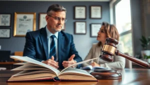Engaging Clearwater truck accident lawyer consulting with a client in a professional office environment.