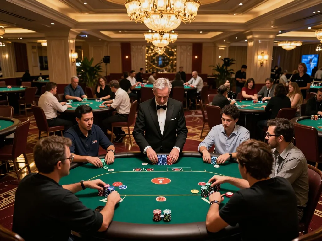 Players enjoying exciting poker action at LV88 casino with vibrant chips and strategic gameplay.