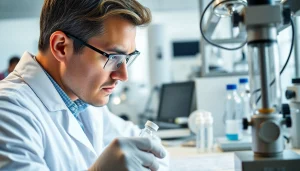 Analyze peptide samples at https://hydroresearchpeptides.com/ in a bright laboratory setting.