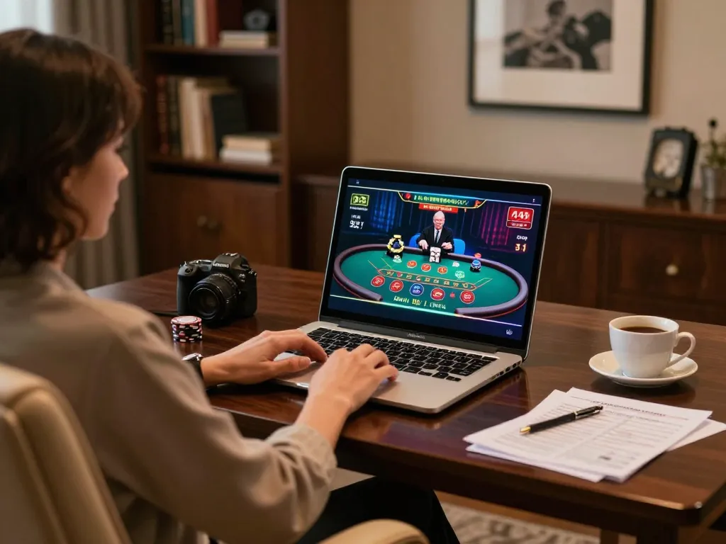 Engaging scene of a gambler strategizing at 88xeng's online blackjack table, showcasing a cozy gameplay atmosphere.