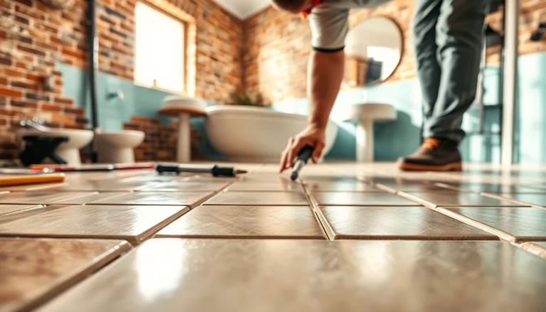 Detailed view of bath reconstruction process with tiling and modern fixtures