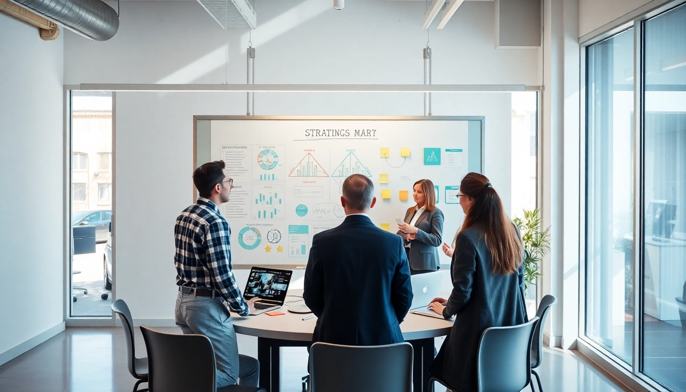 Engaged team collaborating on Strategy Capture Management in a modern office setting.