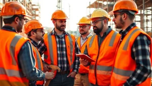 Workers participating in a contractor apprenticeship program, demonstrating teamwork and skill development.