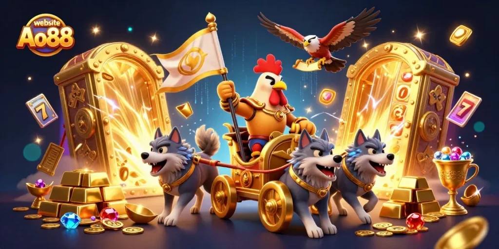 Experience thrilling action at website Ao88 with vibrant slot games featuring treasure and iconic symbols.